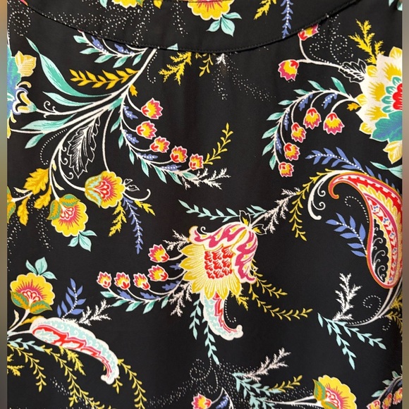 LOFT Women's Floral Boatneck Puff Sleeve Blouse - Black - Size Small - Picture 2 of 10